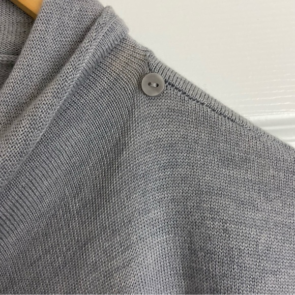 Lord & Taylor Extra Fine Merino Wool Open Draped Cardigan Light Grey Petite PL - Picture 6 of 8